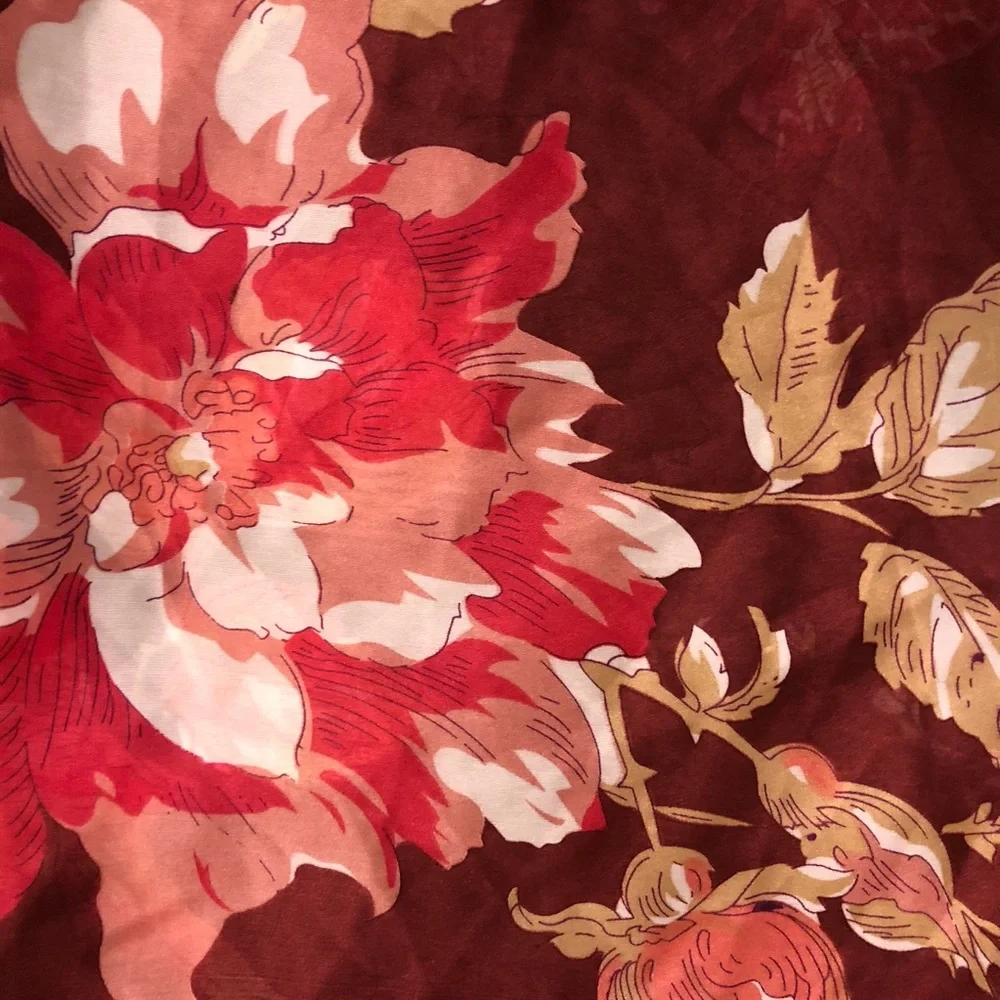 Max Studio Wine Vintage Flowers Scarf